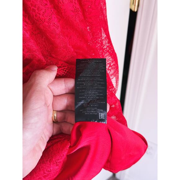 Three Floor Red Tiered Fearless Mini Dress Small Size 6 Coquette Feminine Party - Picture 9 of 9